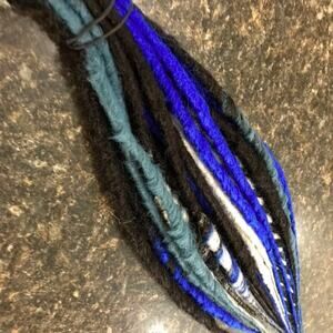 15 Blue & Black Dreads Dreadlocks Hair Extensions